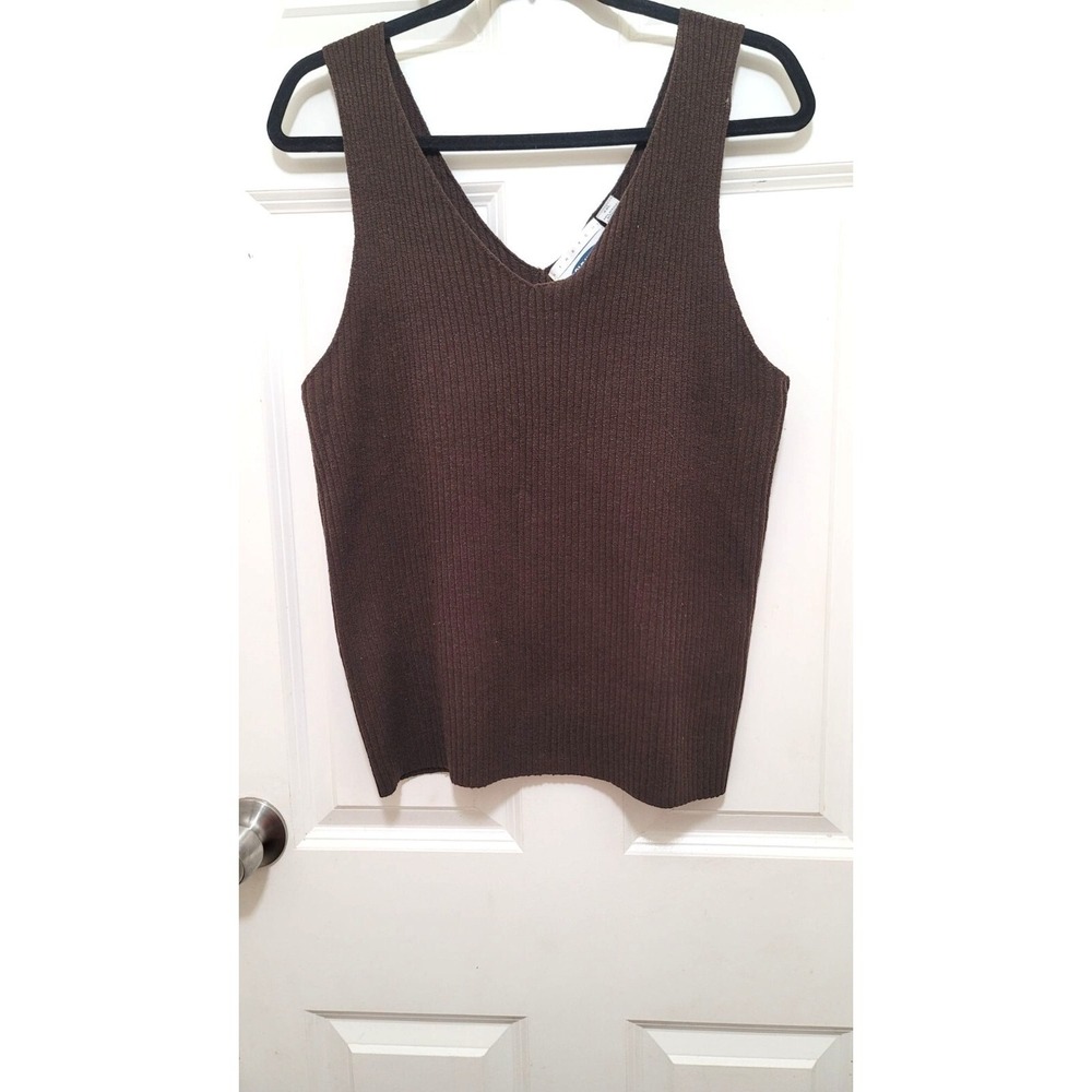 Old Navy‎ Womens Ribbed Stretch V neckline Sleeveless Tank Top Brown XXXL